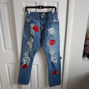 Nasty Gal Rose Embroidered Jeans